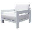 Pemberly Row Wake Aluminum and Fabric Outdoor Lounge Chair in White