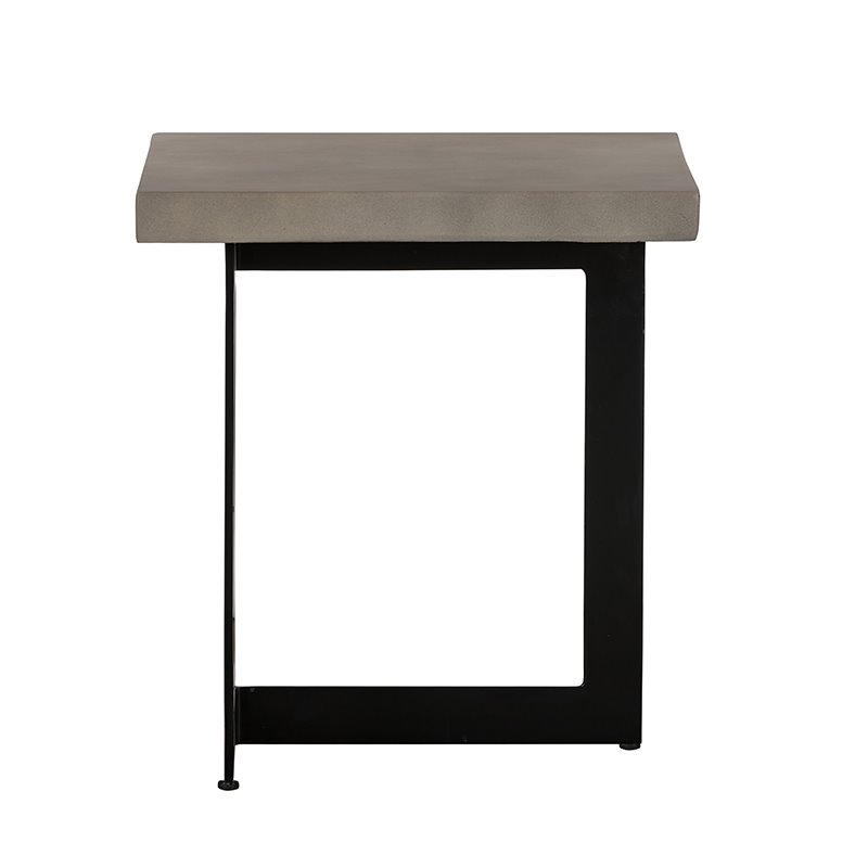 Pemberly Row Square Concrete End Table with Metal Base in Gray/Black