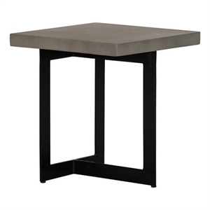 Pemberly Row Square Concrete End Table with Metal Base in Gray/Black