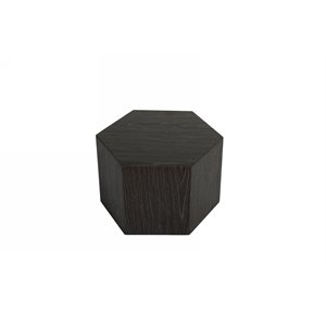 Pemberly Row Hexagonal Wood Veneer End Table in Dark Gray Elm Finish