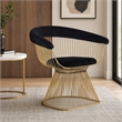 Pemberly Row Velvet and Gold Stainless Steel Dining Chair in Black