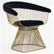Pemberly Row Velvet and Gold Stainless Steel Dining Chair in Black