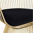 Pemberly Row Velvet and Gold Stainless Steel Dining Chair in Black