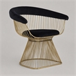 Pemberly Row Velvet and Gold Stainless Steel Dining Chair in Black