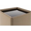 Pemberly Row Faux Leather and Tempered Glass End Table in Beige