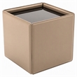 Pemberly Row Faux Leather and Tempered Glass End Table in Beige