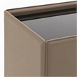Pemberly Row Faux Leather and Tempered Glass End Table in Beige
