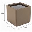Pemberly Row Faux Leather and Tempered Glass End Table in Beige