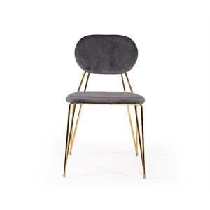 Pemberly Row Modern Dining Chair Set in Gray Fabric & Gold Metal (Set of 2)