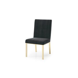 Pemberly Row Steel & Velvet Dining Chair Set in Black/Gold Finish (Set of 2)