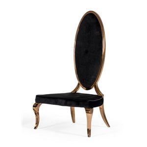 Pemberly Row High Back Velvet Dining Chair Set in Black/Rose Gold (Set of 2)