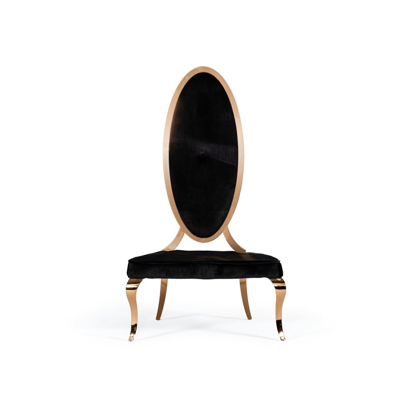 Pemberly Row High Back Velvet Dining Chair Set in Black/Rose Gold (Set of 2)