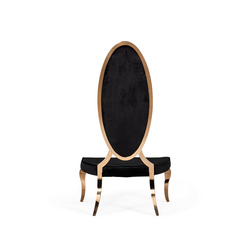 Pemberly Row High Back Velvet Dining Chair Set in Black/Rose Gold (Set of 2)