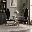 Pemberly Row High Back Velvet Dining Chair Set in Black/Rose Gold (Set of 2)