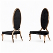 Pemberly Row High Back Velvet Dining Chair Set in Black/Rose Gold (Set of 2)