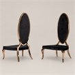 Pemberly Row High Back Velvet Dining Chair Set in Black/Rose Gold (Set of 2)