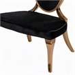 Pemberly Row High Back Velvet Dining Chair Set in Black/Rose Gold (Set of 2)