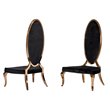 Pemberly Row High Back Velvet Dining Chair Set in Black/Rose Gold (Set of 2)