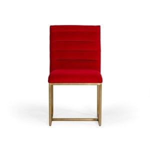Pemberly Row Velvet Dining Chair with Gold Steel Frame in Orange (Set of 2)