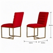 Pemberly Row Velvet Dining Chair with Gold Steel Frame in Orange (Set of 2)