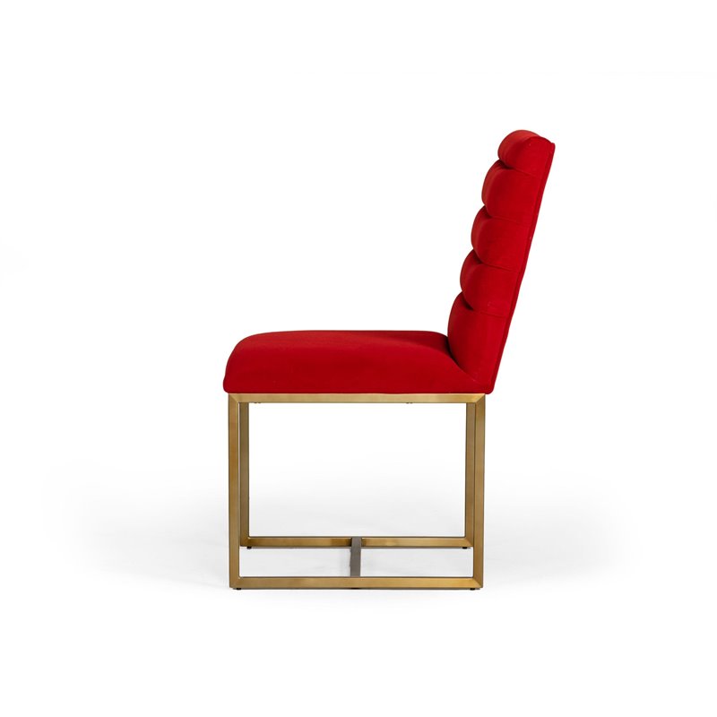 Pemberly Row Velvet Dining Chair with Gold Steel Frame in Orange (Set of 2)
