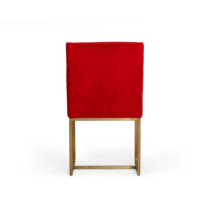 Pemberly Row Velvet Dining Chair with Gold Steel Frame in Orange (Set of 2)