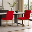 Pemberly Row Velvet Dining Chair with Gold Steel Frame in Orange (Set of 2)