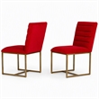 Pemberly Row Velvet Dining Chair with Gold Steel Frame in Orange (Set of 2)