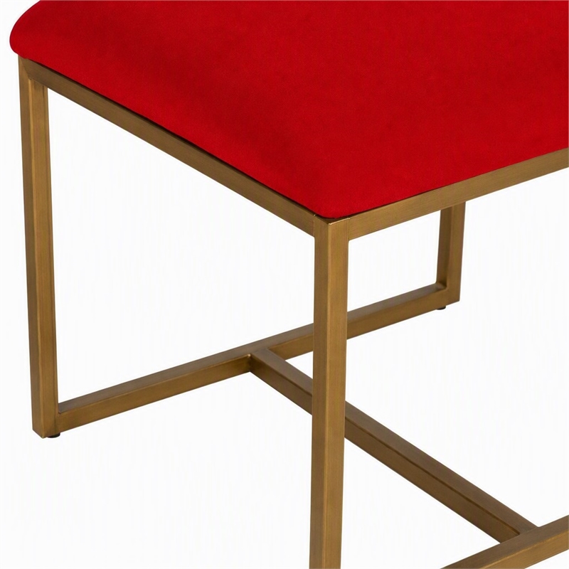 Pemberly Row Velvet Dining Chair with Gold Steel Frame in Orange (Set of 2)