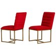 Pemberly Row Velvet Dining Chair with Gold Steel Frame in Orange (Set of 2)