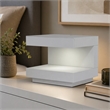 Pemberly Row C-Shaped MDF Wooden Nightstand with LED Light in White Gloss