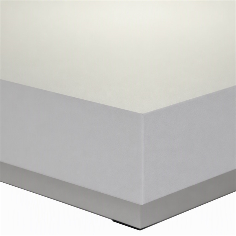 Pemberly Row C-Shaped MDF Wooden Nightstand with LED Light in White Gloss