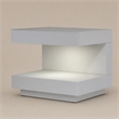 Pemberly Row C-Shaped MDF Wooden Nightstand with LED Light in White Gloss