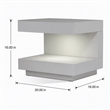 Pemberly Row C-Shaped MDF Wooden Nightstand with LED Light in White Gloss