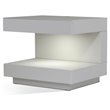 Pemberly Row C-Shaped MDF Wooden Nightstand with LED Light in White Gloss