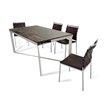 Pemberly Row Mosaic Glass Dining Table with Stainless Steel Base