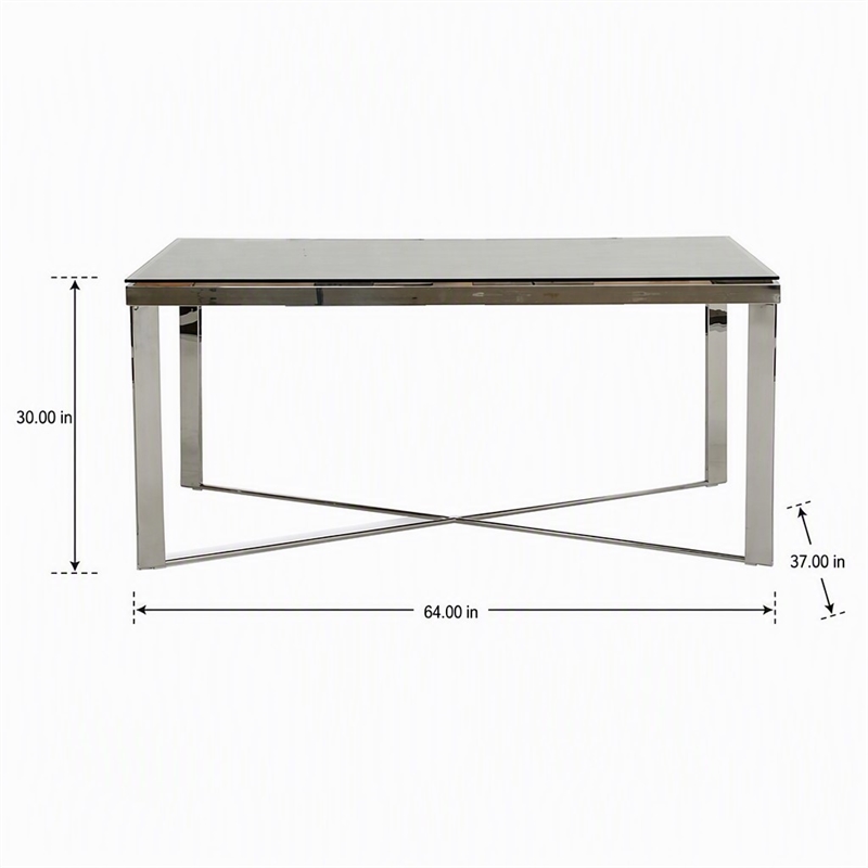 Pemberly Row Mosaic Glass Dining Table with Stainless Steel Base