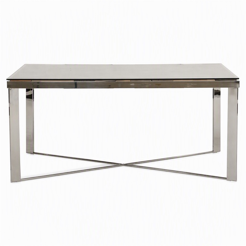 Pemberly Row Mosaic Glass Dining Table with Stainless Steel Base