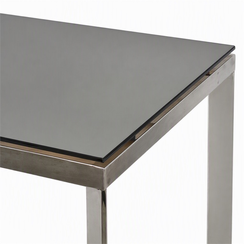 Pemberly Row Mosaic Glass Dining Table with Stainless Steel Base