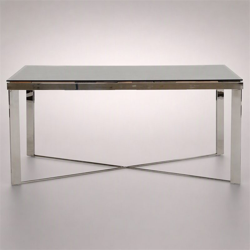 Pemberly Row Mosaic Glass Dining Table with Stainless Steel Base