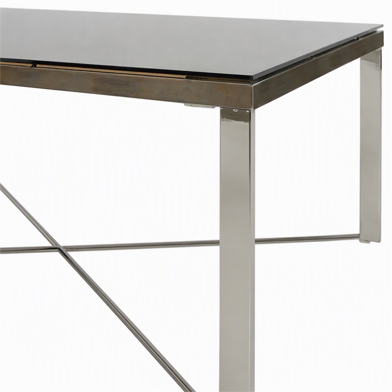 Pemberly Row Mosaic Glass Dining Table with Stainless Steel Base