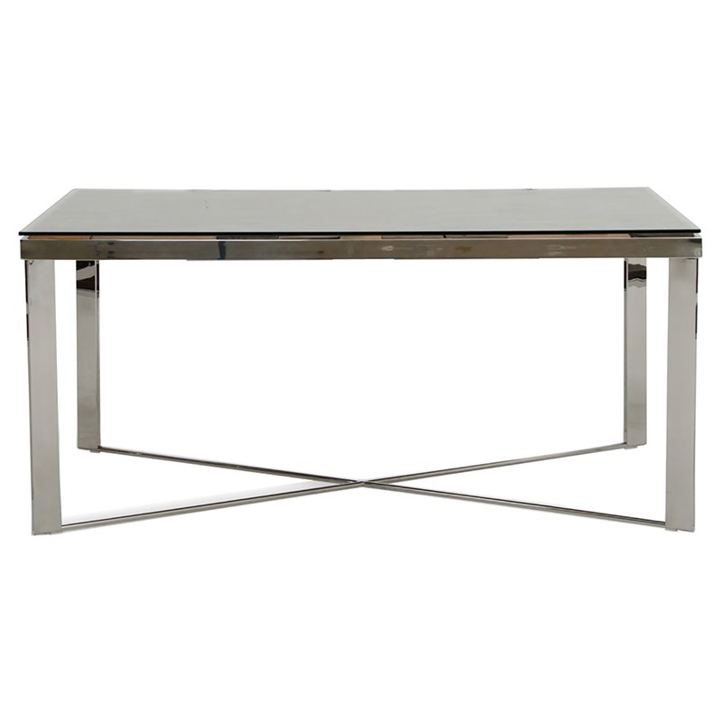 Pemberly Row Mosaic Glass Dining Table with Stainless Steel Base
