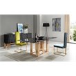Pemberly Row Modern Smoked Glass Dining Table with Rose Gold Base