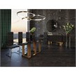Pemberly Row Modern Smoked Glass Dining Table with Rose Gold Base