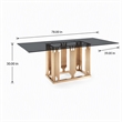 Pemberly Row Modern Smoked Glass Dining Table with Rose Gold Base