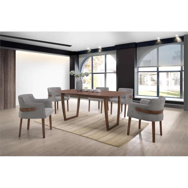 Pemberly Row Rectangular Solid Wood Dining Table in Walnut Finish