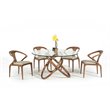 Pemberly Row Round Glass & Walnut Dining Table with Ash Base