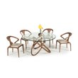 Pemberly Row Round Glass & Walnut Dining Table with Ash Base
