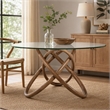 Pemberly Row Round Glass & Walnut Dining Table with Ash Base