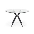 Pemberly Row Round Stainless Steel & Glass Dining Table in Gray/Black